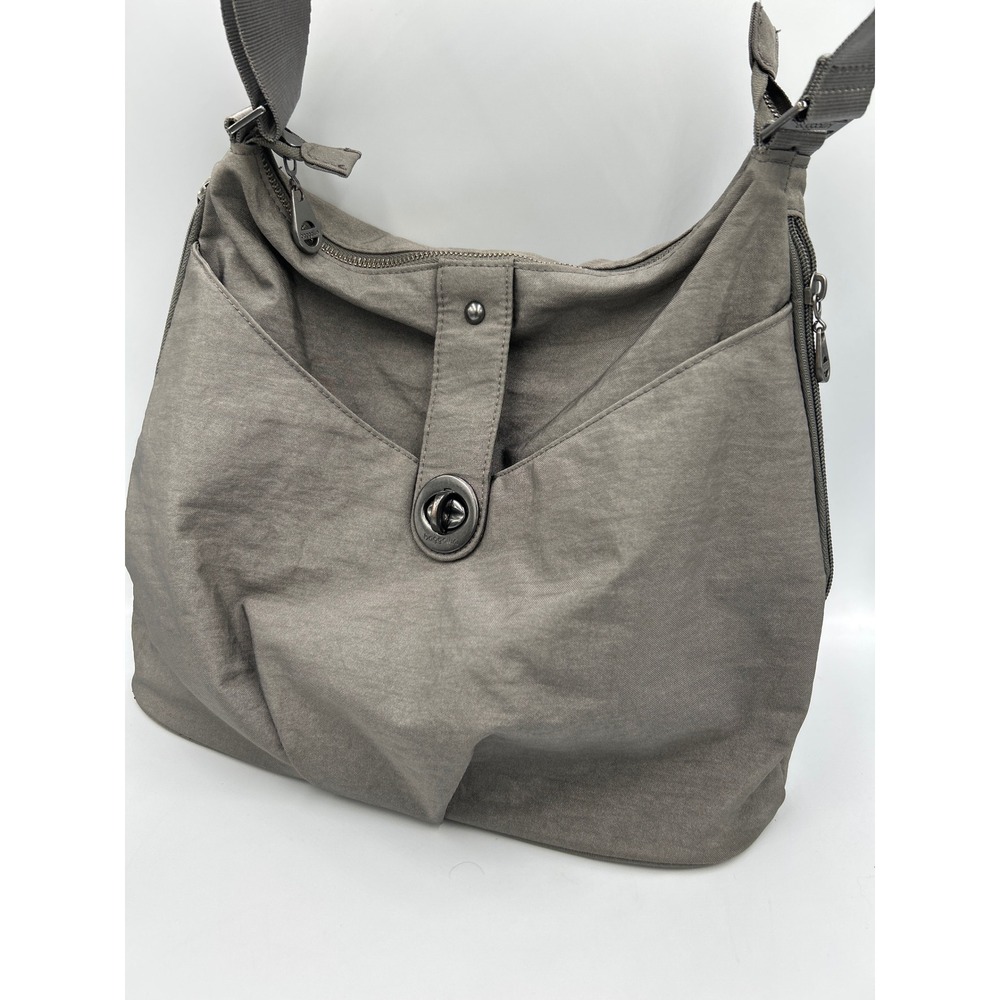 Baggallini Everywhere Bag Charcoal Gray Nylon Crossbody Travel Hobo RFID Purse